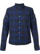 Mostly Heard Rarely Seen Sleeve Detailing Plaid Shirt - Blue