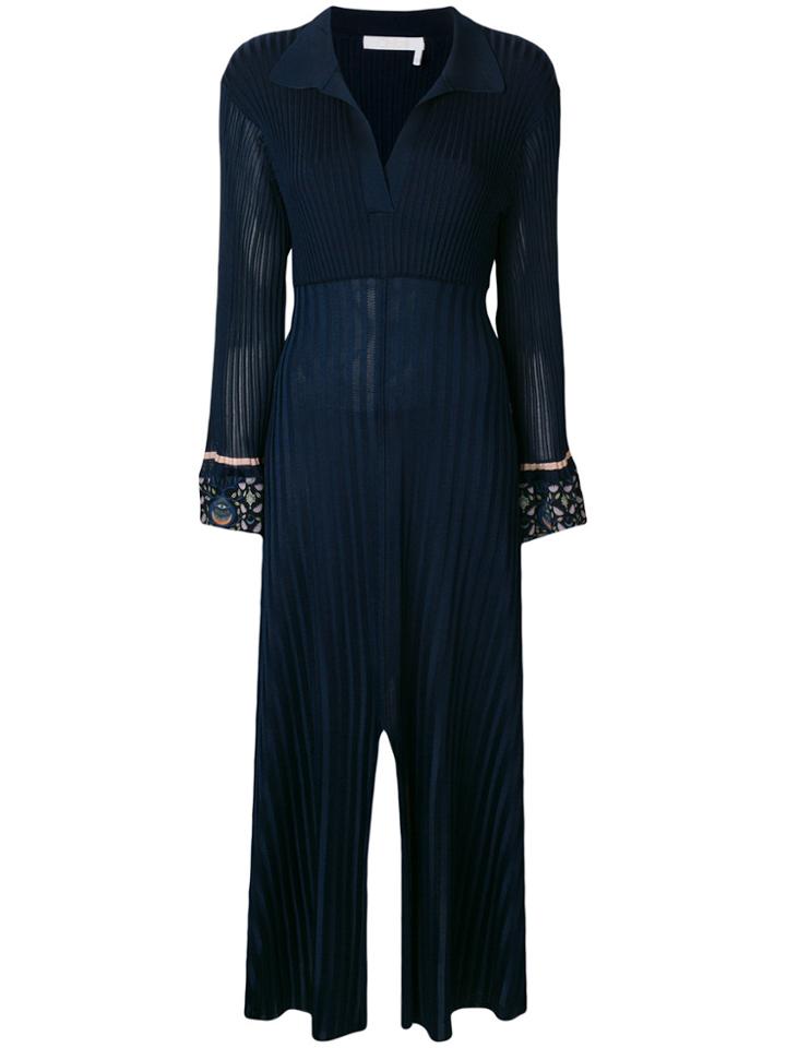 Chloé Pleated Longsleeved Dress - Blue