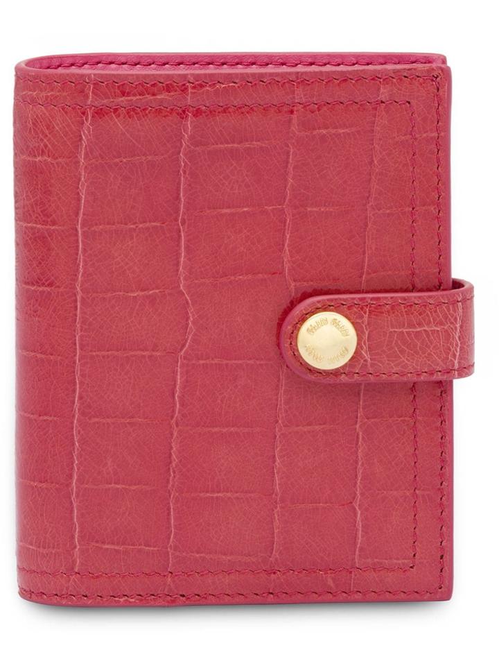 Miu Miu Crocodile Embossed Snap Fastening Wallet - Pink