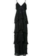 A.l.c. Star Print Long Tiered Dress, Women's, Size: 6, Black, Silk