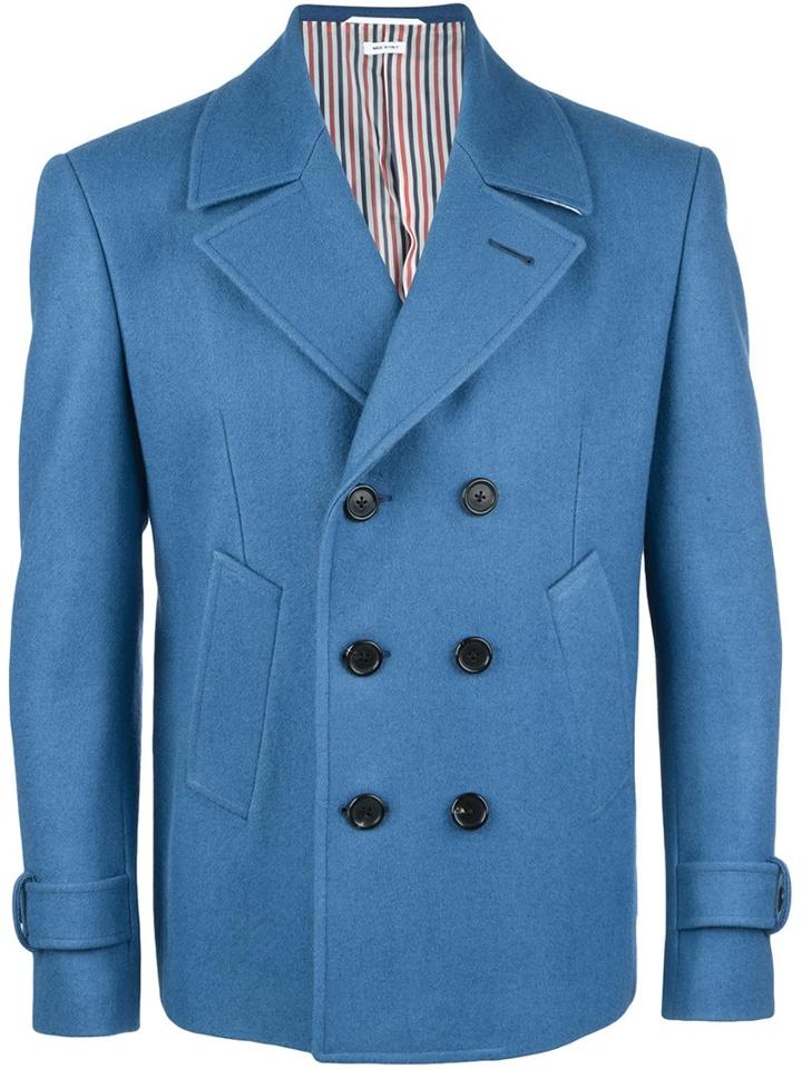 Thom Browne Double Breasted Blazer, Men's, Size: 4, Blue, Cupro/wool