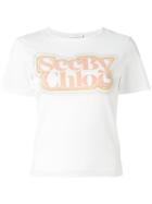 See By Chloé Logo Print T-shirt, Women's, Size: Small, White, Cotton