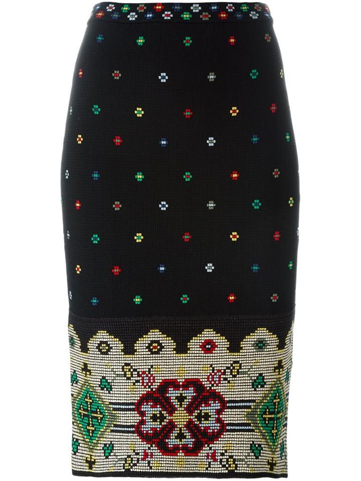 Alexander Mcqueen Floral Cross Stitch Pencil Skirt