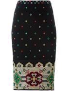 Alexander Mcqueen Floral Cross Stitch Pencil Skirt