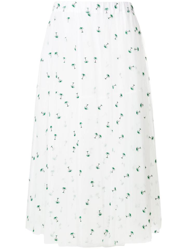 P.a.r.o.s.h. Palm Tree Tulle Skirt - White