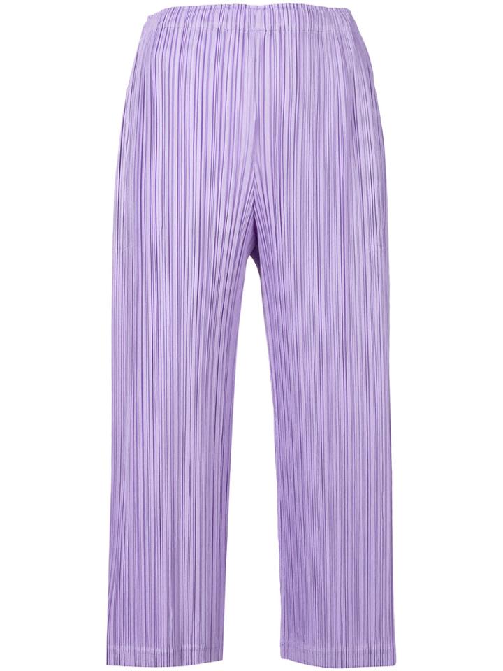 Pleats Please By Issey Miyake Pleated Cropped Flared Trousers - Pink &