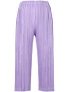 Pleats Please By Issey Miyake Pleated Cropped Flared Trousers - Pink &