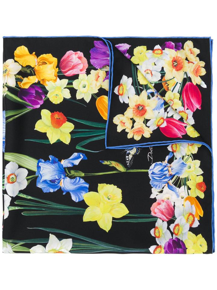 Dolce & Gabbana Floral Printed Foulard - Black
