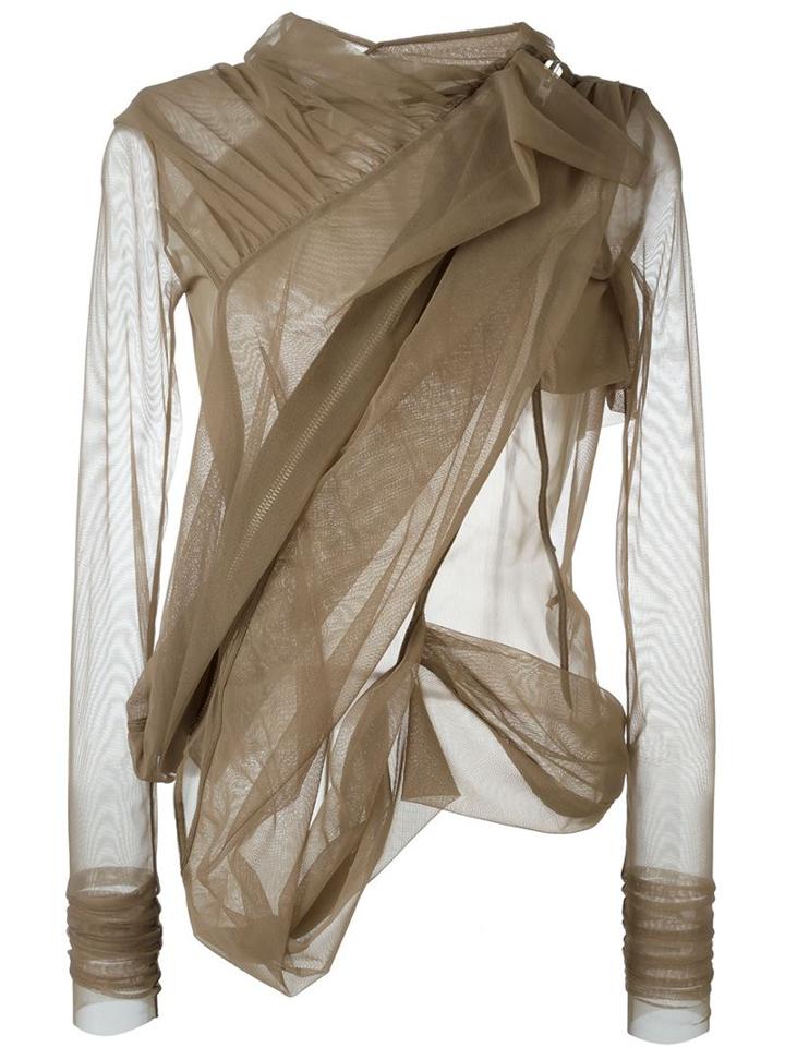 Rick Owens Lilies Tulle Zipped Asymmetric Jacket