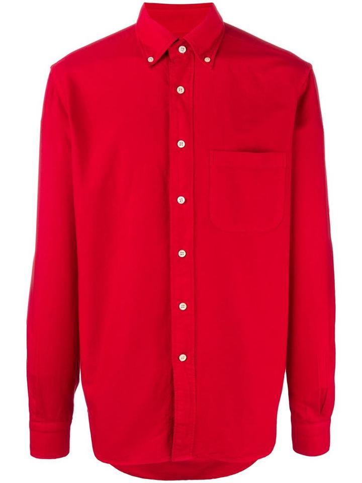 Mp Massimo Piombo Button Down Collar Oxford Shirt, Men's, Size: 43, Red, Cotton