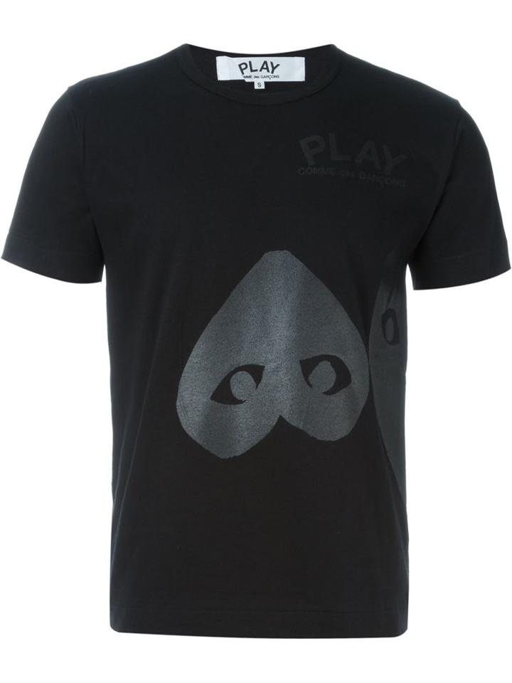 Comme Des Garçons Play Heart Print T-shirt, Men's, Size: Medium, Black, Cotton