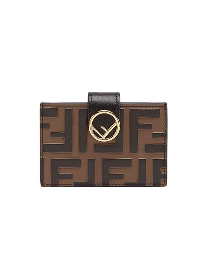 Fendi F Card Case - Brown