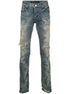 Fagassent Dirty Distressed Skinny Jeans - Blue