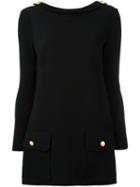 Dolce & Gabbana Front Pocket Jumper, Women's, Size: 40, Black, Silk/polyester/spandex/elastane/virgin Wool