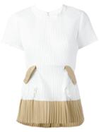 Sacai Pleated T-shirt, Women's, Size: I, White, Polyester/cotton