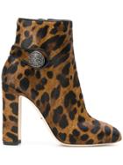 Dolce & Gabbana Leopard Print Ankle Boots - Brown