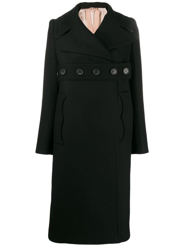 Nº21 Oversized Wrap Button Coat - Black
