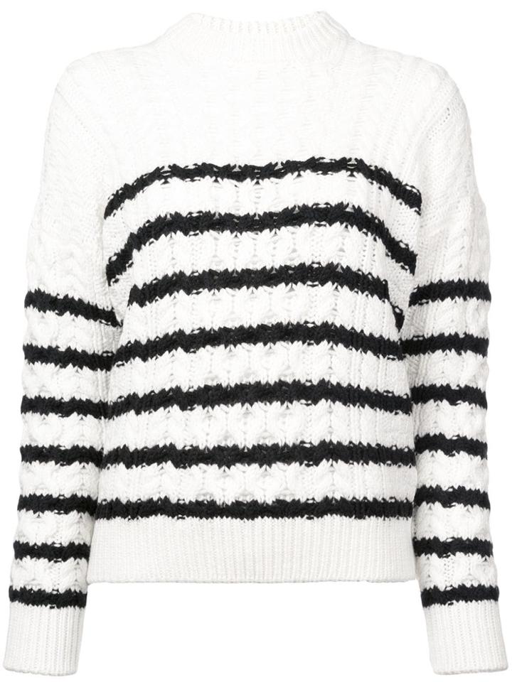 Loewe Striped Cable Knit Jumper - White