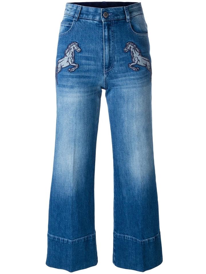 Stella Mccartney Running Horses Culottes, Women's, Size: 26, Blue, Cotton/spandex/elastane