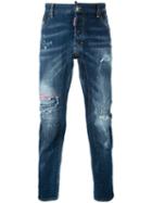Dsquared2 Distressed Jeans, Men's, Size: 46, Blue, Cotton/spandex/elastane/polyester