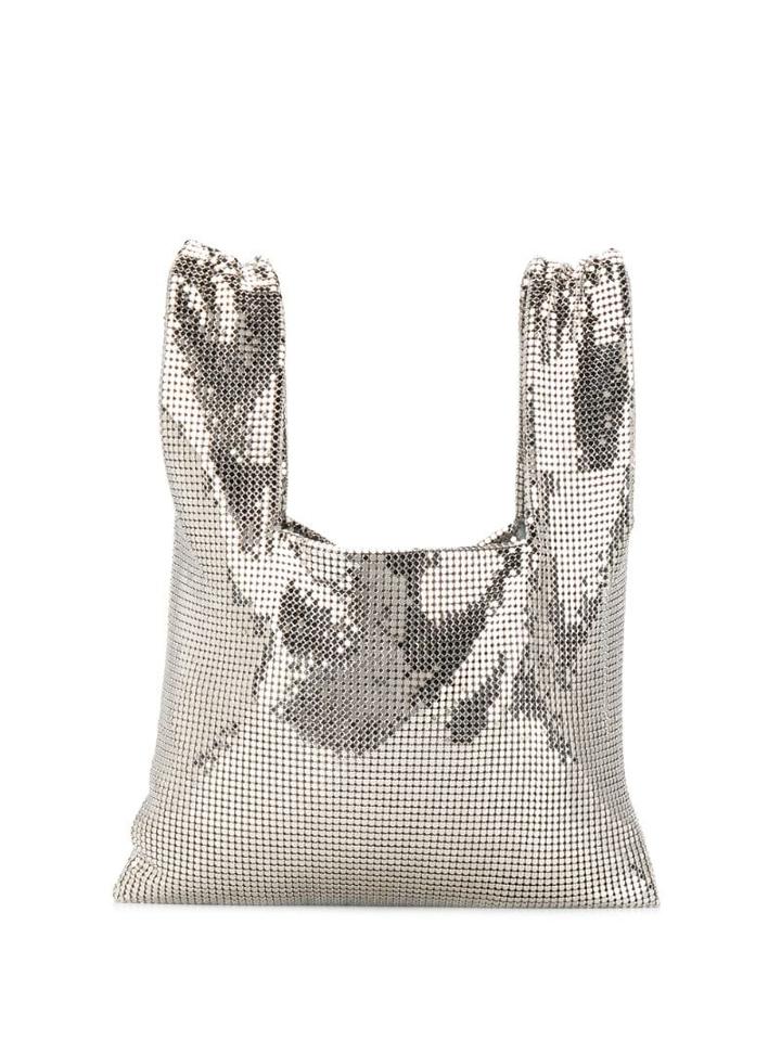 Kara Mini Chainmail Shopper Tote - Silver