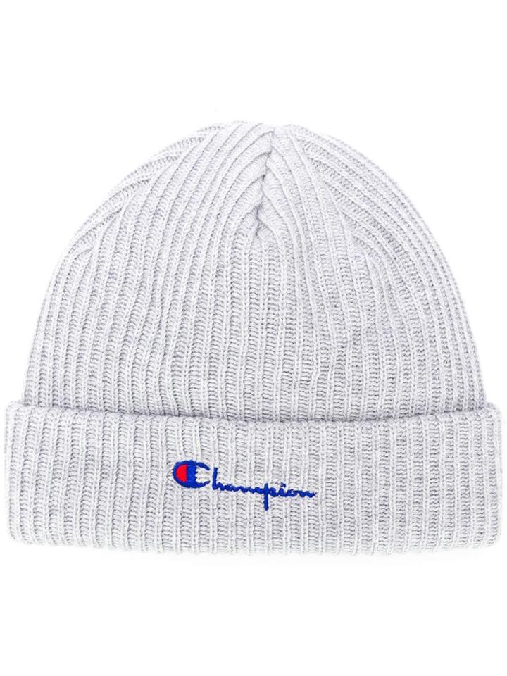 Champion Embroidered Logo Beanie - Grey