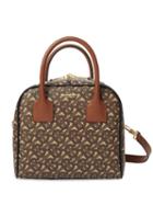 Burberry Small Monogram Stripe E-canvas Cube Bag - Brown