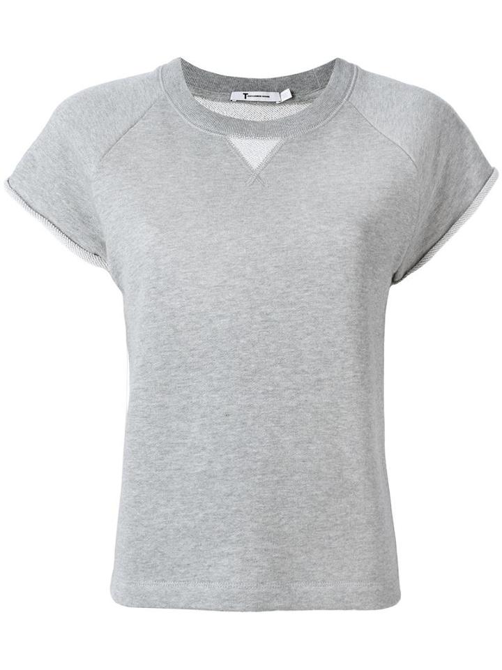 T By Alexander Wang Cap Sleeve Raglan Sweatshirt, Women's, Size: Xs, Grey, Cotton/polyester/modal