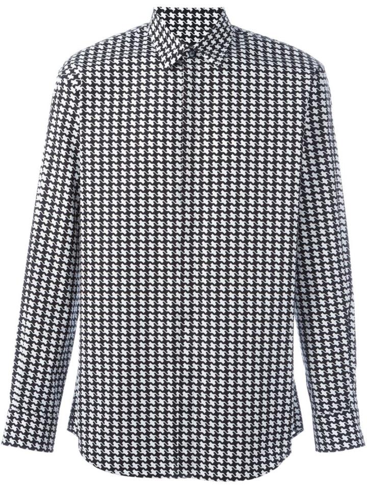 Dsquared2 Houndstooth Print Shirt, Men's, Size: 52, Black, Cotton