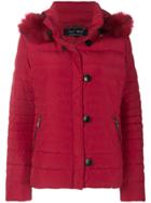 Armani Jeans Padded Faux Fur Hooded Jacket - Red