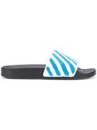 Off-white Striped Terry Slides - Blue