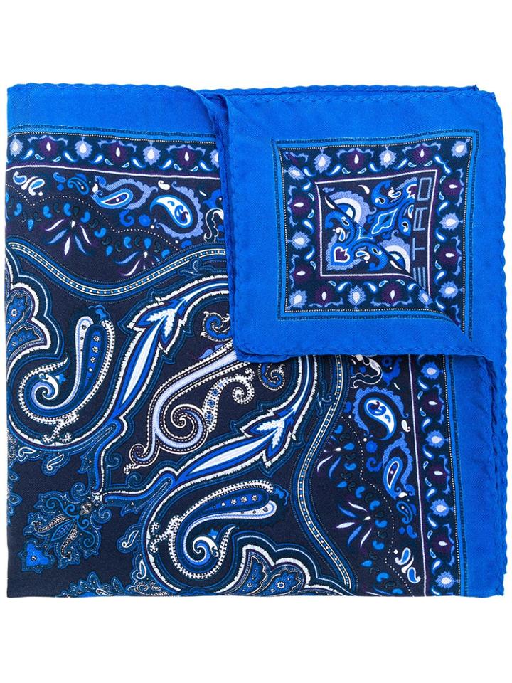 Etro Printed Design Square Scarf - Blue