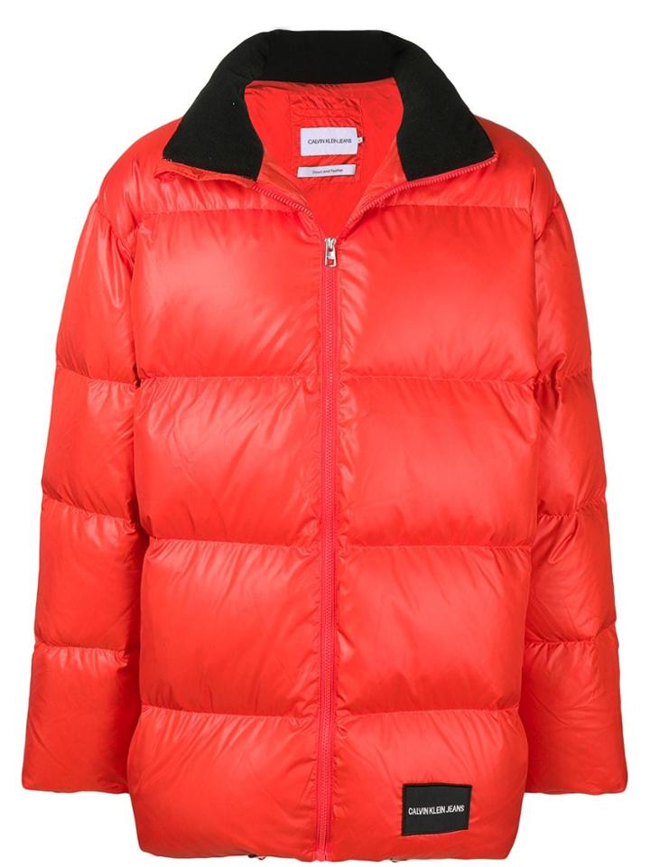 Ck Jeans Oversized Puffer Jacket - Orange