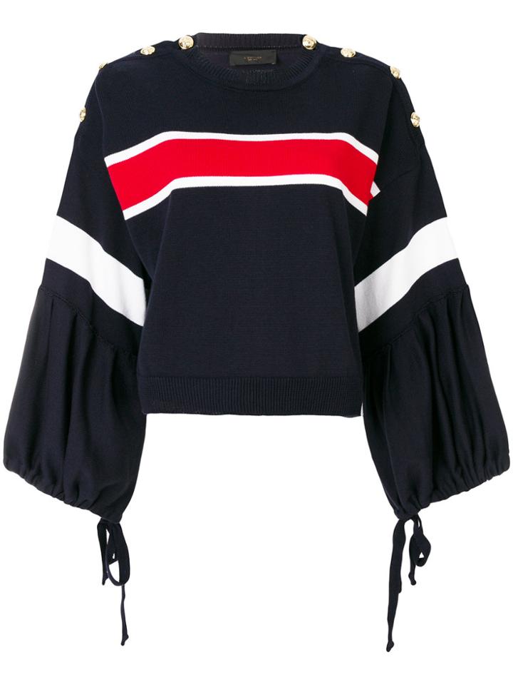 Lédition Knitted Crew Neck Sweater - Blue