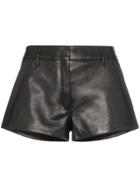 Saint Laurent Mid-rise Leather Short Shorts - Black