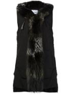 Derek Lam 10 Crosby Fur Trimmed Sleeveless Coat, Women's, Size: Medium, Black, Fox Fur/polyester