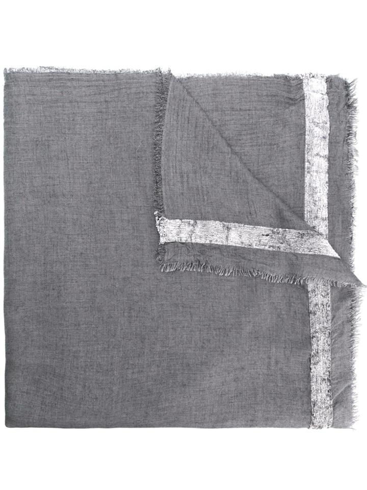 Faliero Sarti Stripe Border Scarf - Grey