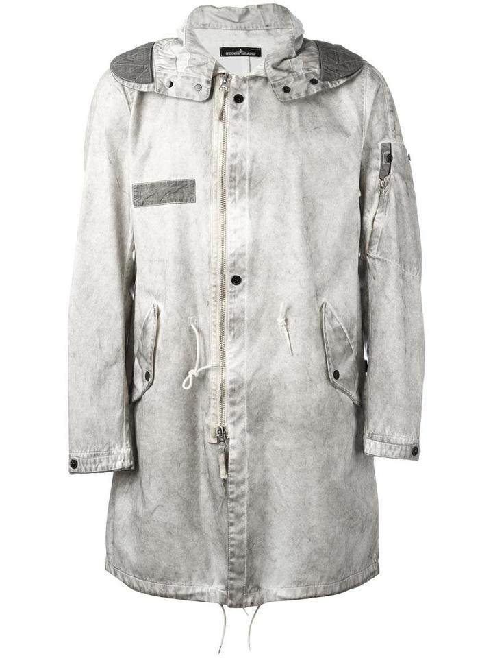 Stone Island Shadow Project 'over Dyed' Parka Coat, Men's, Size: Xxl, Grey, Cotton/polyimide