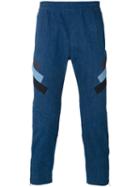 Neil Barrett - Stripe Panel Trousers - Men - Cotton/polyester/spandex/elastane - 46, Blue, Cotton/polyester/spandex/elastane