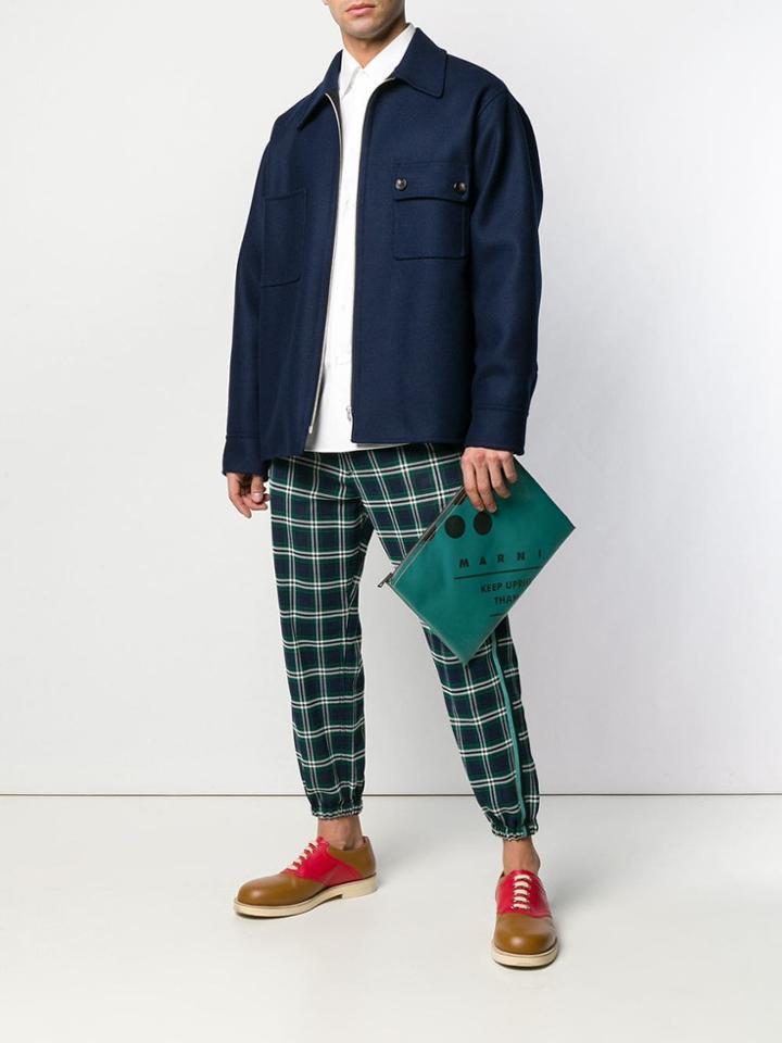 Marni Logo Clutch - Green
