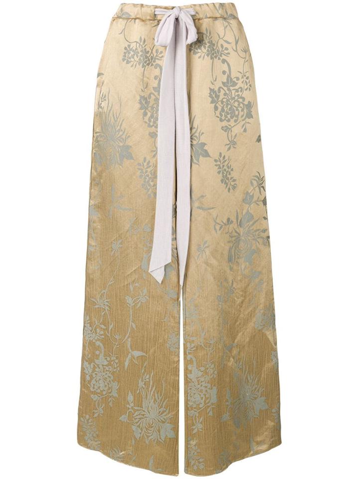 Esteban Cortazar Brocade High-waisted Trousers - Neutrals