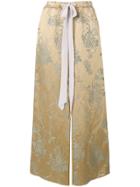 Esteban Cortazar Brocade High-waisted Trousers - Neutrals