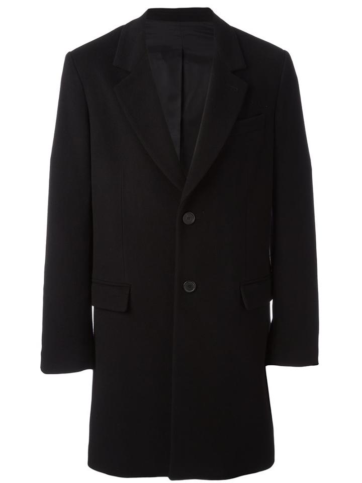 Ami Alexandre Mattiussi Classic Mid Coat, Men's, Size: 48, Black, Wool/cashmere/cotton/acetate