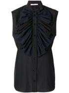 Givenchy Frilled Bib Sleeveless Blouse - Black