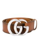 Gucci 'gg' Logo Buckle Belt, Men's, Size: 85, Brown, Leather/metal