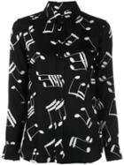 Saint Laurent Music Note Printed Shirt, Women's, Size: 38, Black, Viscose