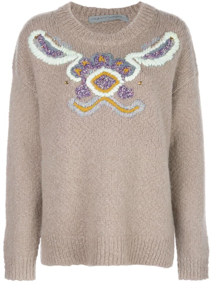 Raquel Allegra Oversized Graphic Intarsia Jumper - Grey