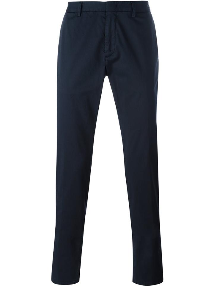 Z Zegna Straight Fit Chinos, Men's, Size: 50, Blue, Cotton/spandex/elastane
