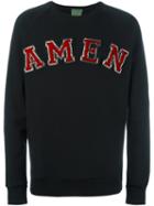 Amen Logo Patch Sweatshirt, Men's, Size: 50, Black, Cotton/virgin Wool/glass