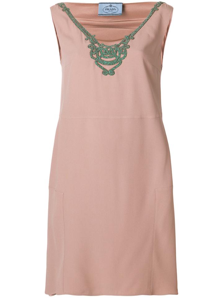 Prada Embellished Neck Dress - Pink & Purple